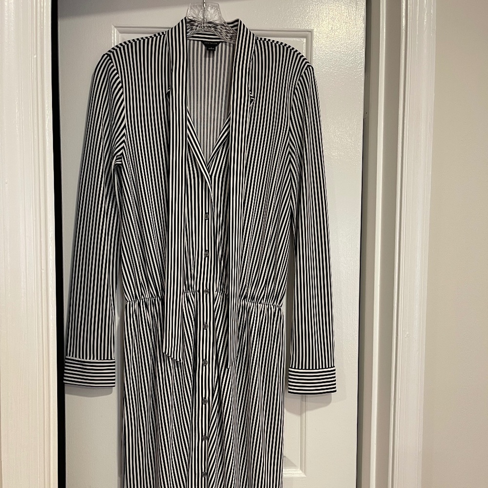 Striped black and white dress with tie